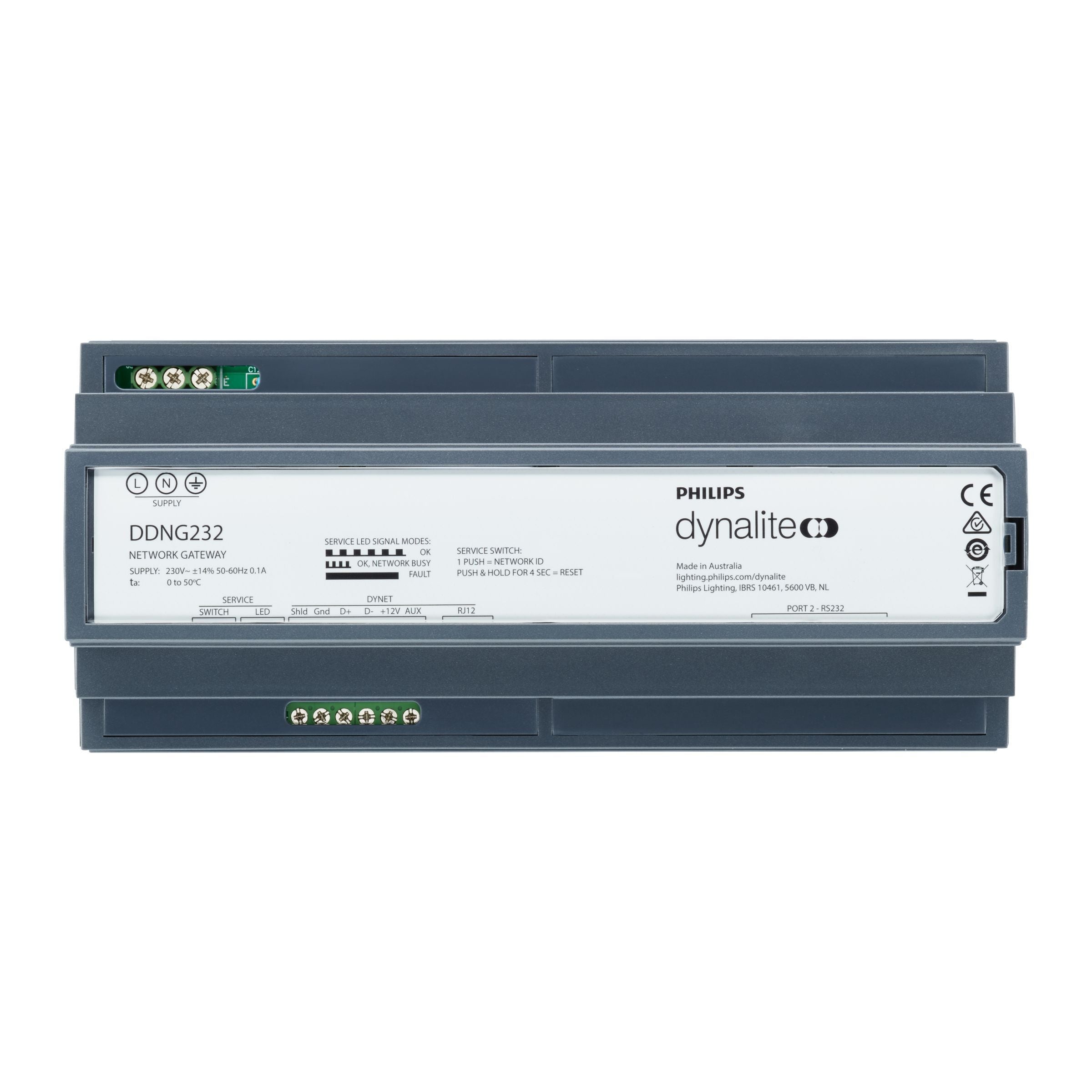 DDNG232 v3 | DIN-Rail Mounted DyNet to RS232 Gateway