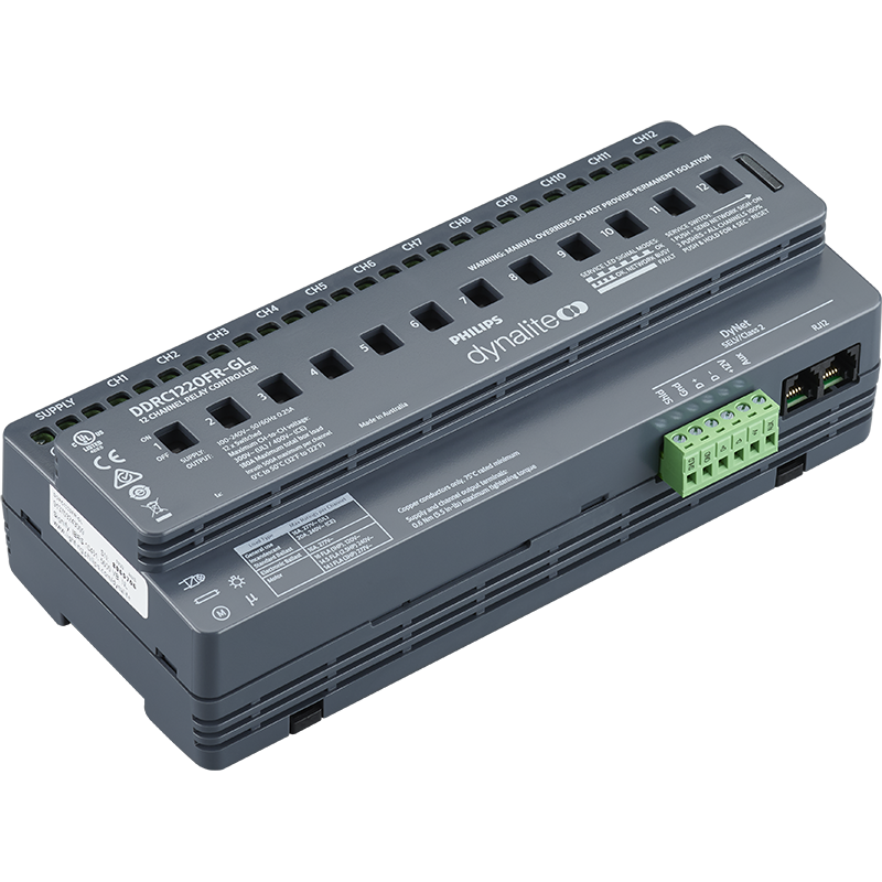 DDRC1220FR-GL-V3 | 12 x 20A Relays Controller (feed through) General Loading