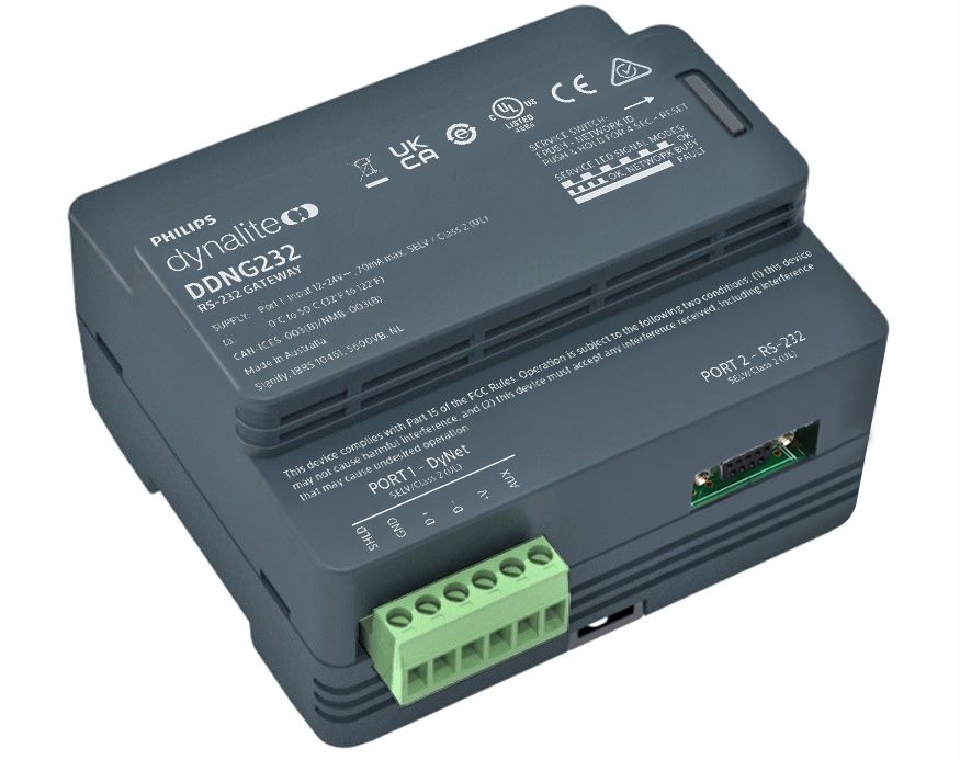 DDNG232 v3 | DIN-Rail Mounted DyNet to RS232 Gateway