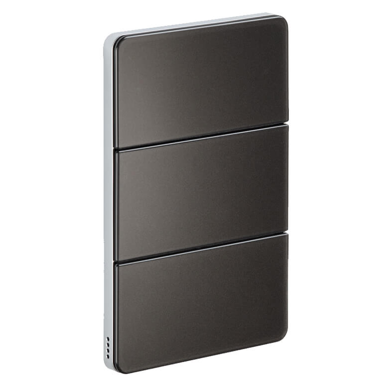 Philips Dynalite Antumbra six-button panel — Magnesium buttons with Aluminium rim